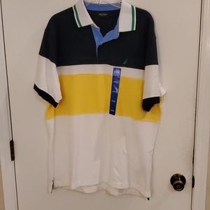 SOLD NWT Nautica Mens color block polo Navy, Large